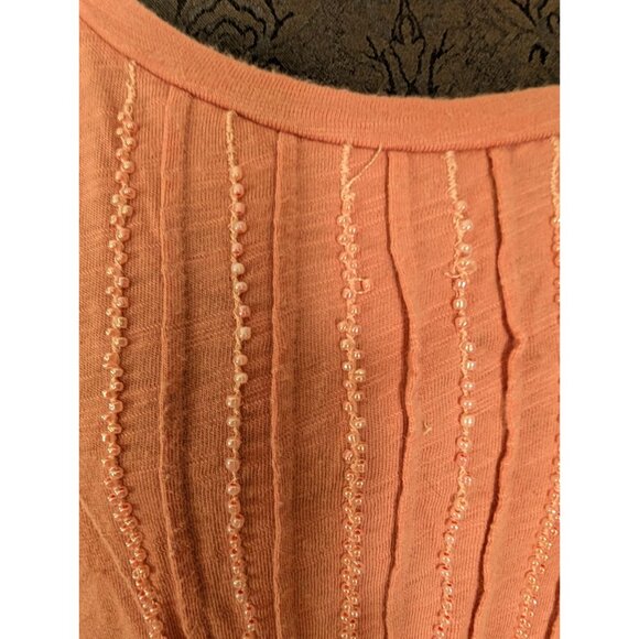 Talbots Woman 2X Coral Short Sleeve Beaded Front Blouse Lightweight Casual Top - Picture 3 of 8